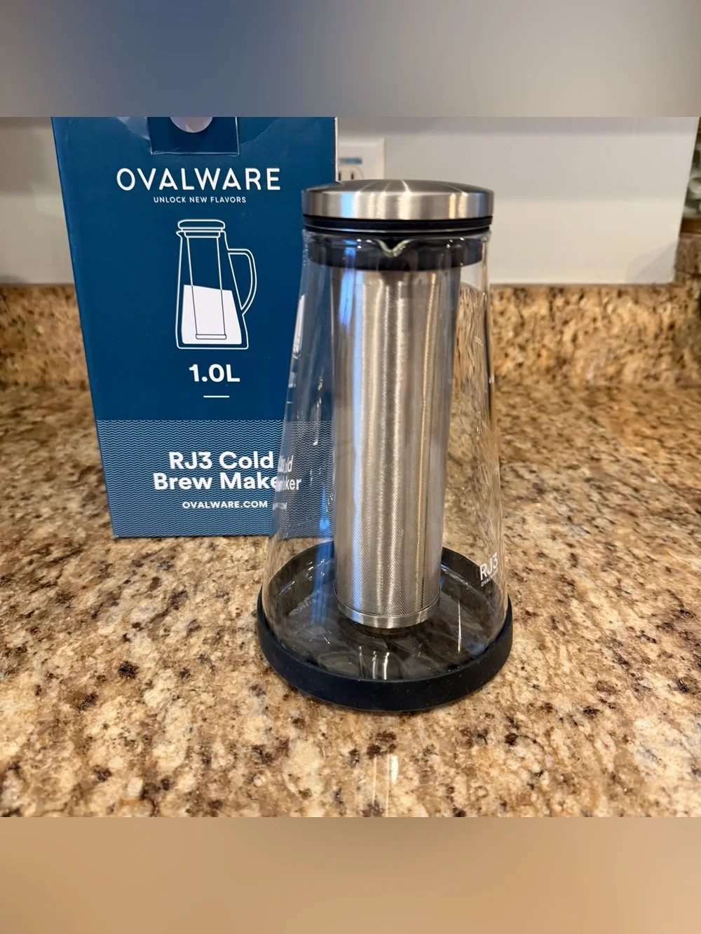Ovalware RJ3 6 Cup Airtight Cold Coffee Brew Maker Glass Sustainable 1.0L/50 oz